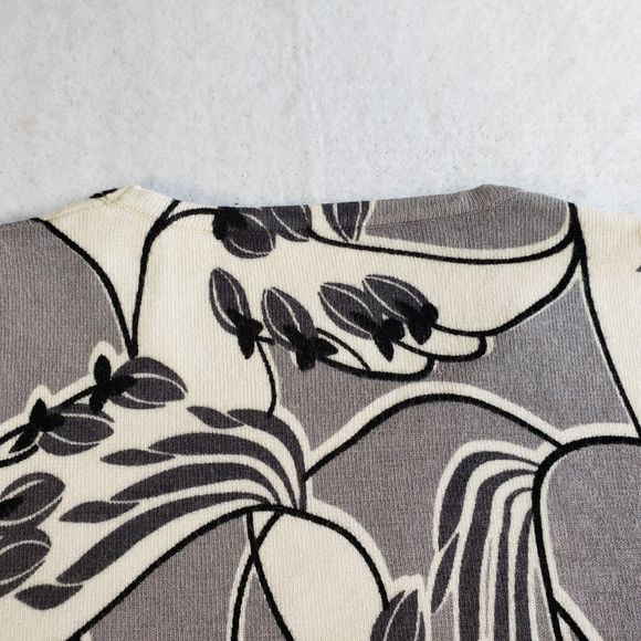 Pierri Pullover Womens Medium Knit Beaded Gray Cream Black Crew Neck VTG Classic - Picture 4 of 11